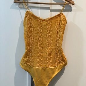 Yellow lace bodysuit